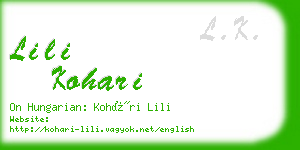 lili kohari business card